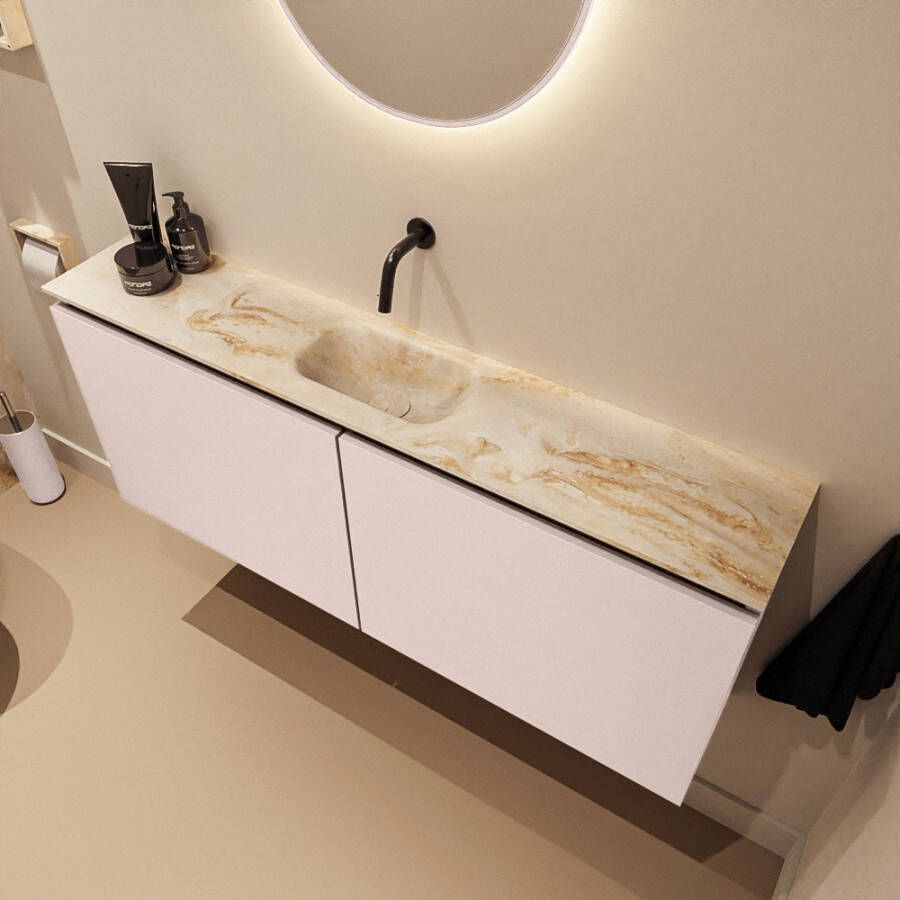 Mondiaz Toiletmeubel Ture Dlux | 120 cm | Meubelkleur Rosee | Eden wastafel Frappe Midden | Zonder kraangat