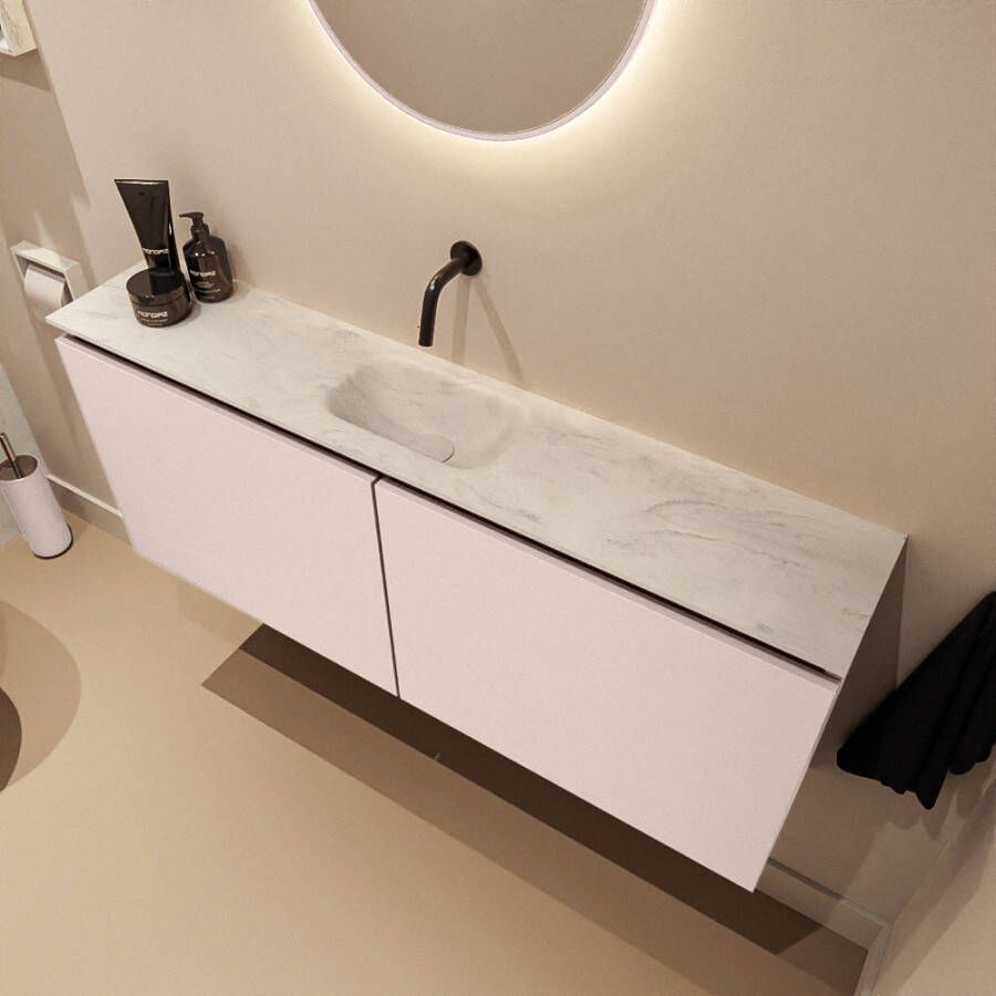 Mondiaz Toiletmeubel Ture Dlux | 120 cm | Meubelkleur Rosee | Eden wastafel Opalo Midden | Zonder kraangat