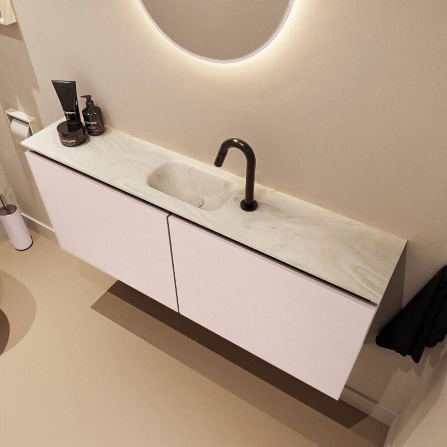 Mondiaz Toiletmeubel Ture Dlux | 120 cm | Meubelkleur Rosee | Eden wastafel Ostra Midden | 1 kraangat
