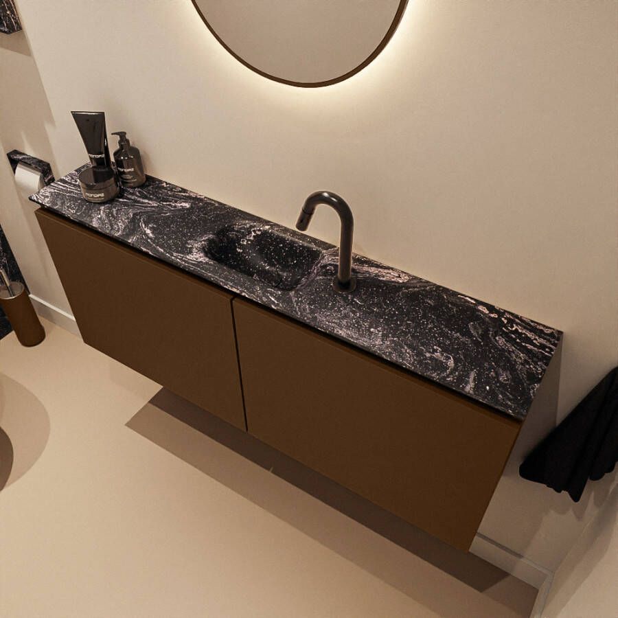 Mondiaz Toiletmeubel Ture Dlux | 120 cm | Meubelkleur Rust | Eden wastafel Lava Midden | 1 kraangat