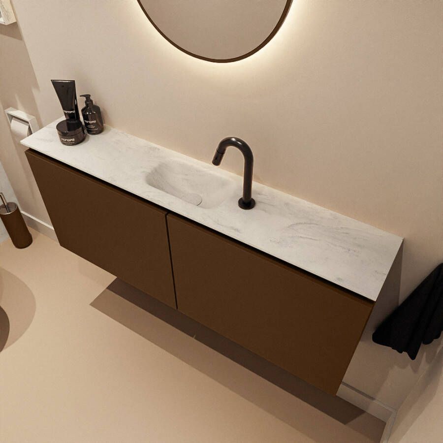 Mondiaz Toiletmeubel Ture Dlux | 120 cm | Meubelkleur Rust | Eden wastafel Opalo Midden | 1 kraangat