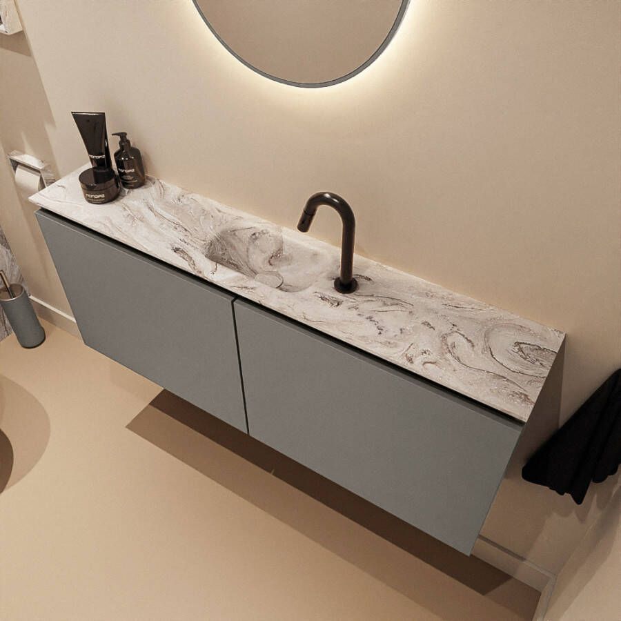 Mondiaz Toiletmeubel Ture Dlux | 120 cm | Meubelkleur Smoke | Eden wastafel Glace Midden | 1 kraangat