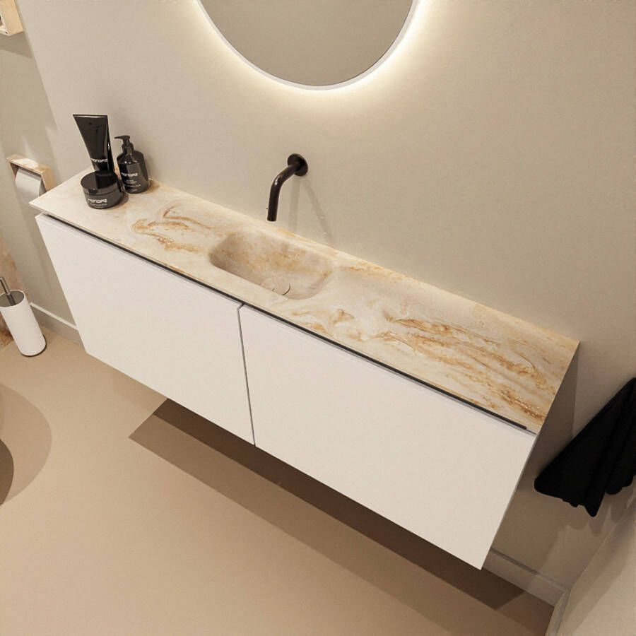Mondiaz Toiletmeubel Ture Dlux | 120 cm | Meubelkleur Talc | Eden wastafel Frappe Midden | Zonder kraangat