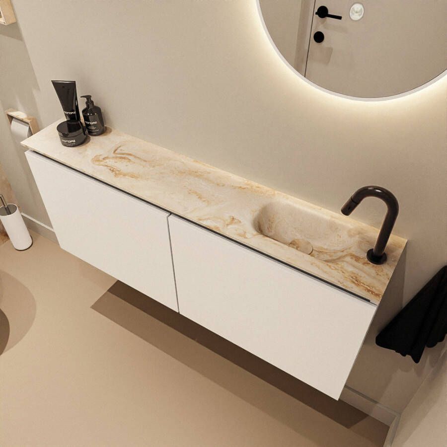 Mondiaz Toiletmeubel Ture Dlux | 120 cm | Meubelkleur Talc | Eden wastafel Frappe Rechts | 1 kraangat