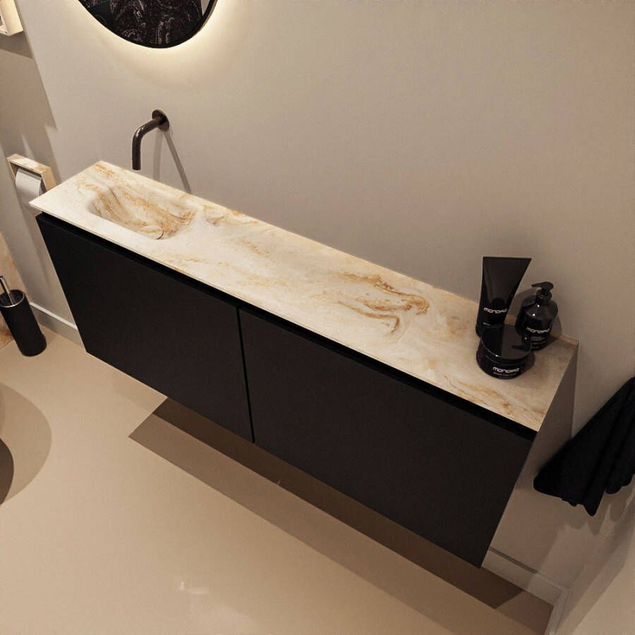 Mondiaz Toiletmeubel Ture Dlux | 120 cm | Meubelkleur Urban | Eden wastafel Frappe Links | Zonder kraangat