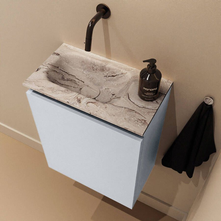 Mondiaz Toiletmeubel Ture Dlux | 40 cm | Meubelkleur Clay | Eden wastafel Glace Links | Zonder kraangat