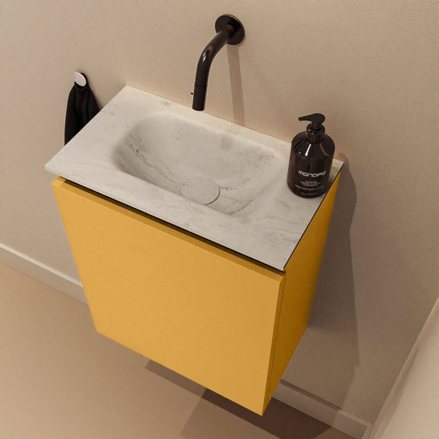 Mondiaz Toiletmeubel Ture Dlux | 40 cm | Meubelkleur Ocher | Eden wastafel Opalo Midden | Zonder kraangat