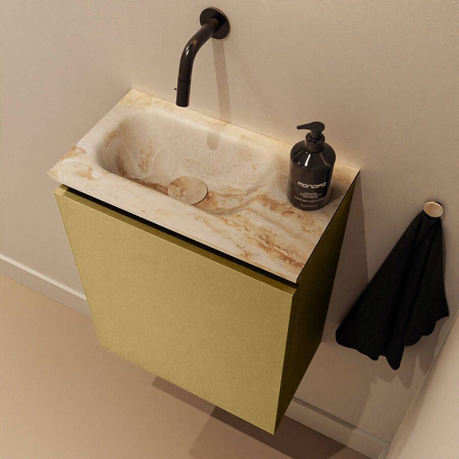 Mondiaz Toiletmeubel Ture Dlux | 40 cm | Meubelkleur Oro | Eden wastafel Frappe Links | Zonder kraangat