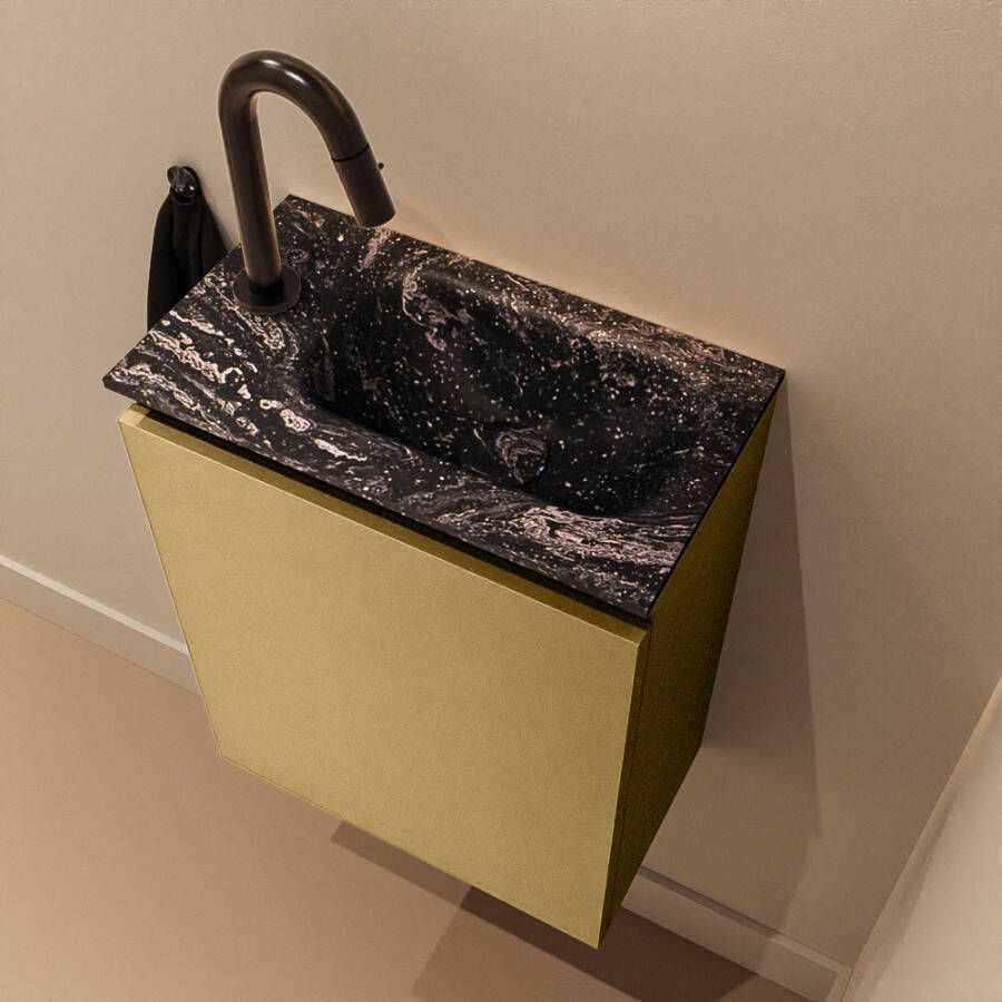 Mondiaz Toiletmeubel Ture Dlux | 40 cm | Meubelkleur Oro | Eden wastafel Lava Rechts | 1 kraangat