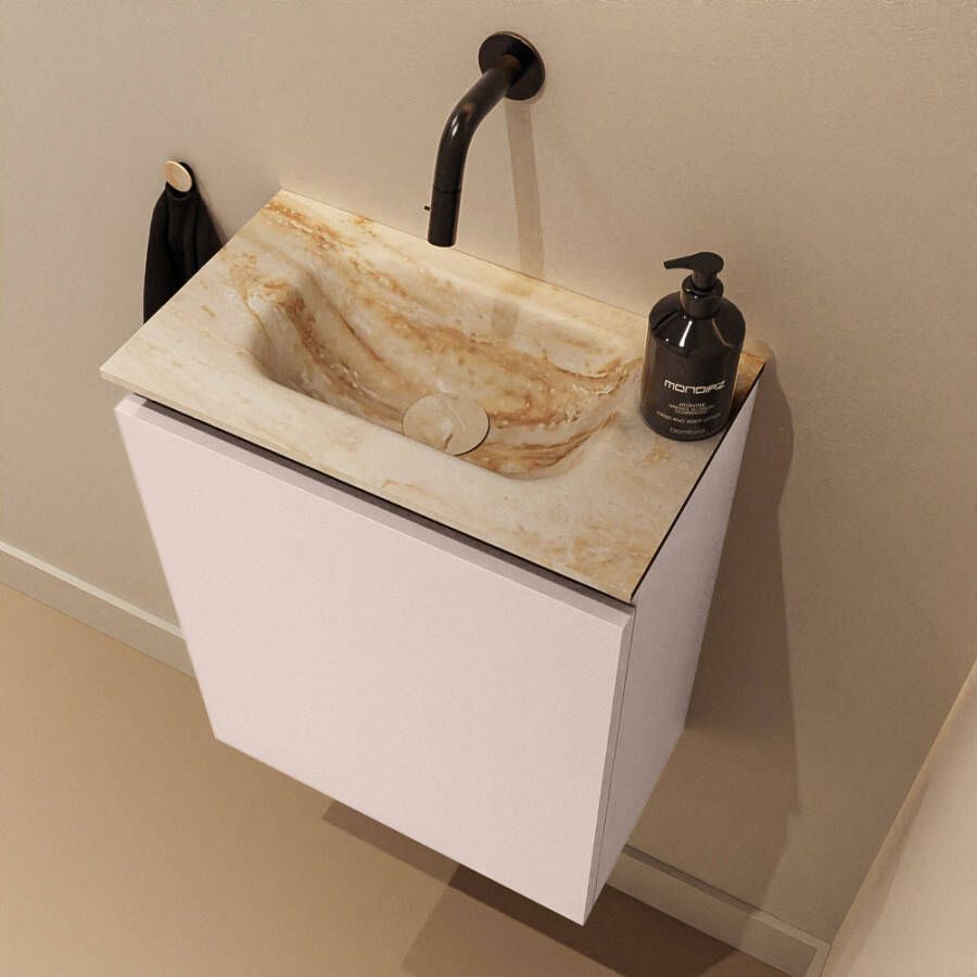 Mondiaz Toiletmeubel Ture Dlux | 40 cm | Meubelkleur Rosee | Eden wastafel Frappe Midden | Zonder kraangat
