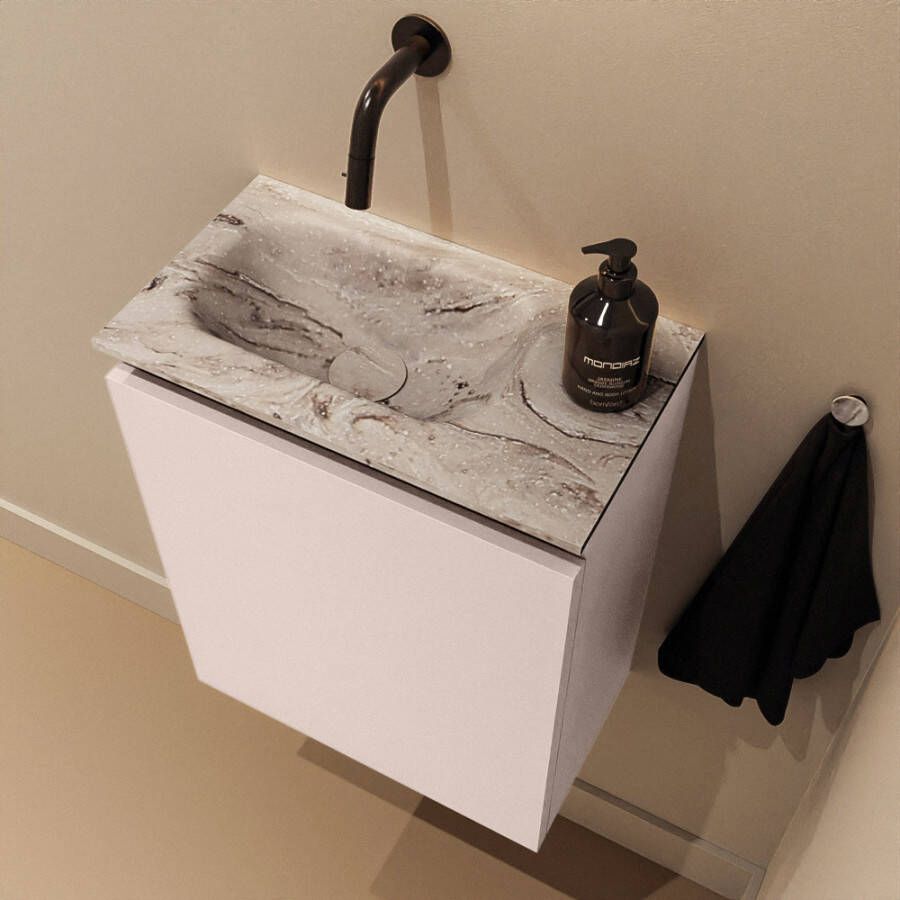 Mondiaz Toiletmeubel Ture Dlux | 40 cm | Meubelkleur Rosee | Eden wastafel Glace Links | Zonder kraangat