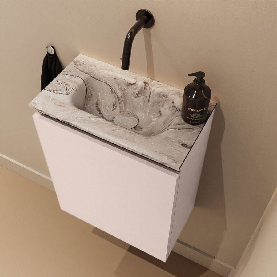 Mondiaz Toiletmeubel Ture Dlux | 40 cm | Meubelkleur Rosee | Eden wastafel Glace Midden | Zonder kraangat