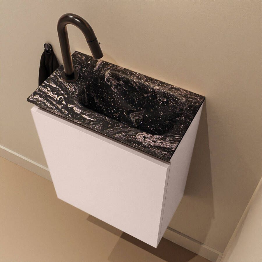 Mondiaz Toiletmeubel Ture Dlux | 40 cm | Meubelkleur Rosee | Eden wastafel Lava Rechts | 1 kraangat