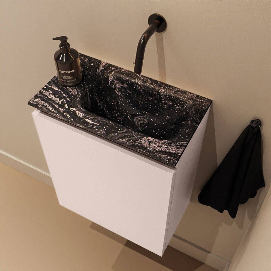 Mondiaz Toiletmeubel Ture Dlux | 40 cm | Meubelkleur Rosee | Eden wastafel Lava Rechts | Zonder kraangat