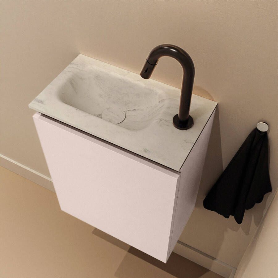 Mondiaz Toiletmeubel Ture Dlux | 40 cm | Meubelkleur Rosee | Eden wastafel Opalo Links | 1 kraangat