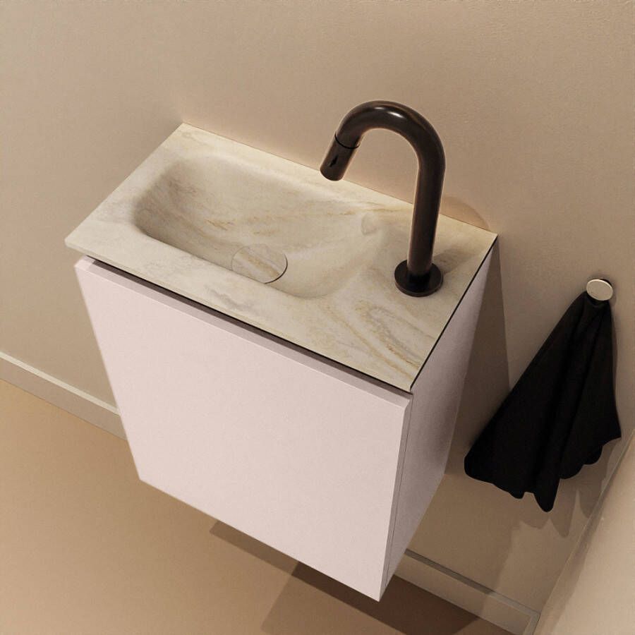 Mondiaz Toiletmeubel Ture Dlux | 40 cm | Meubelkleur Rosee | Eden wastafel Ostra Links | 1 kraangat