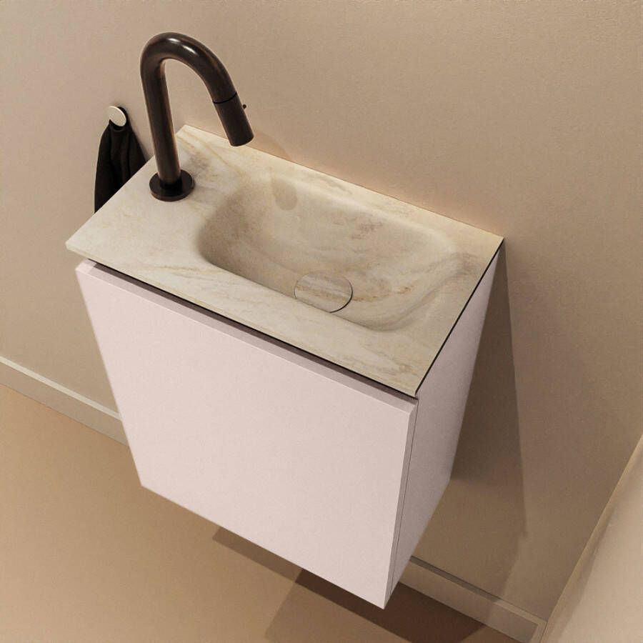 Mondiaz Toiletmeubel Ture Dlux | 40 cm | Meubelkleur Rosee | Eden wastafel Ostra Rechts | 1 kraangat