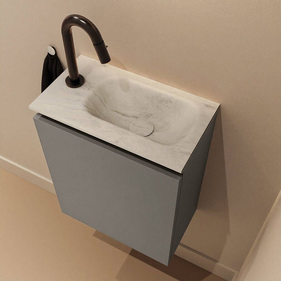 Mondiaz Toiletmeubel Ture Dlux | 40 cm | Meubelkleur Smoke | Eden wastafel Opalo Rechts | 1 kraangat