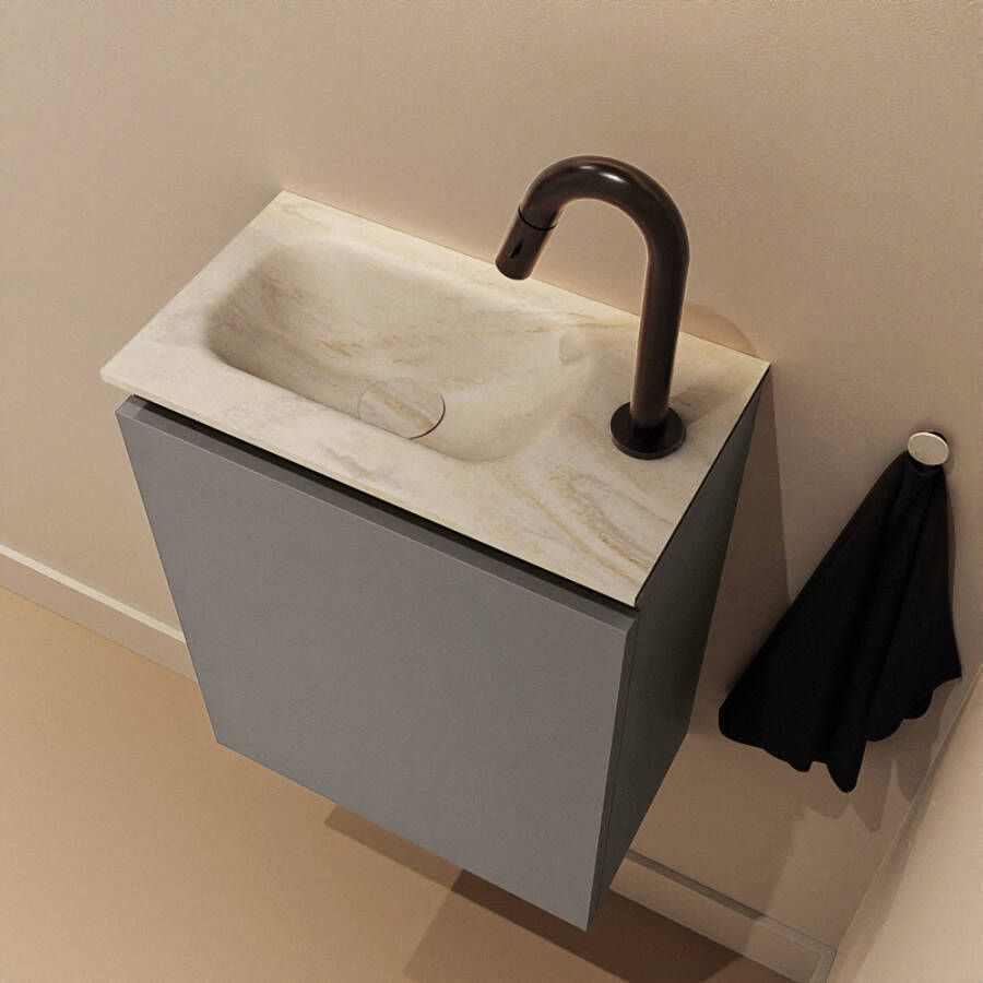 Mondiaz Toiletmeubel Ture Dlux | 40 cm | Meubelkleur Smoke | Eden wastafel Ostra Links | 1 kraangat