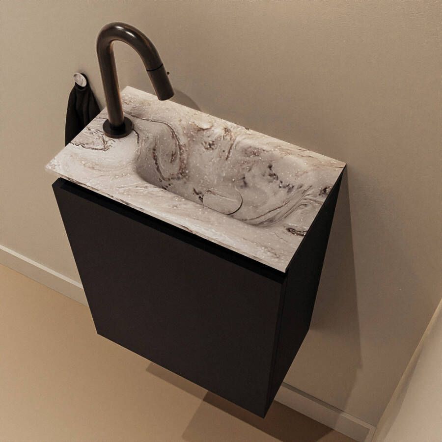 Mondiaz Toiletmeubel Ture Dlux | 40 cm | Meubelkleur Urban | Eden wastafel Glace Rechts | 1 kraangat