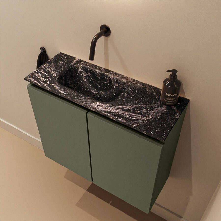 Mondiaz Toiletmeubel Ture Dlux | 60 cm | Meubelkleur Army | Eden wastafel Lava Links | Zonder kraangat