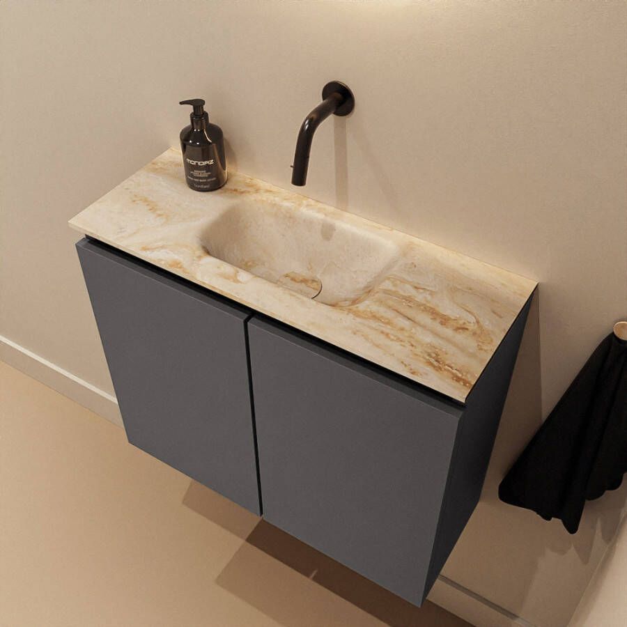 Mondiaz Toiletmeubel Ture Dlux | 60 cm | Meubelkleur Dark Grey | Eden wastafel Frappe Midden | Zonder kraangat
