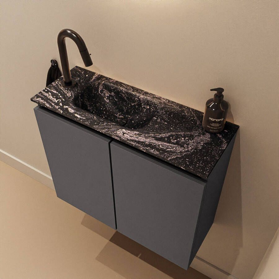Mondiaz Toiletmeubel Ture Dlux | 60 cm | Meubelkleur Dark Grey | Eden wastafel Lava Links | 1 kraangat