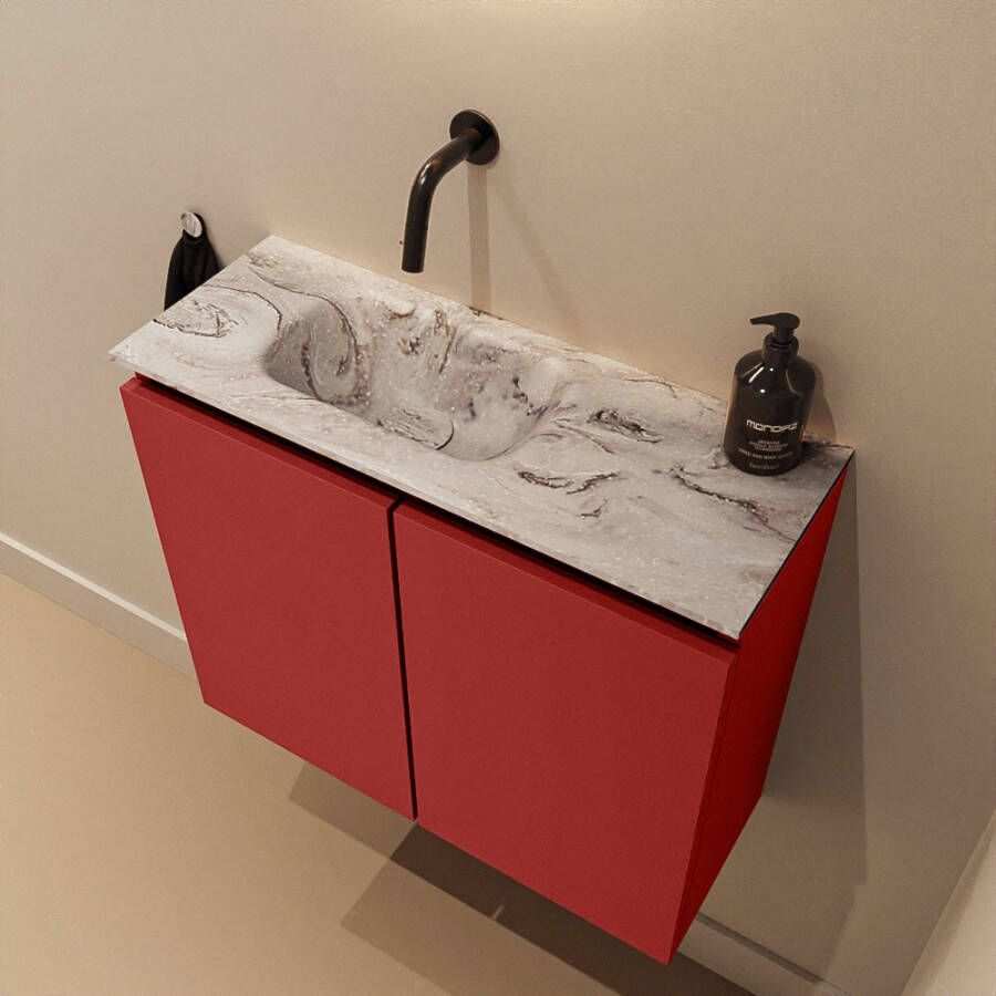 Mondiaz Toiletmeubel Ture Dlux | 60 cm | Meubelkleur Fire | Eden wastafel Glace Links | Zonder kraangat