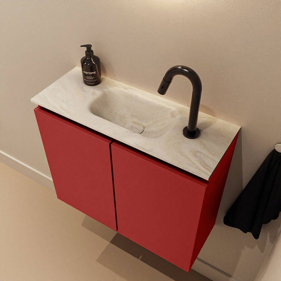 Mondiaz Toiletmeubel Ture Dlux | 60 cm | Meubelkleur Fire | Eden wastafel Ostra Midden | 1 kraangat