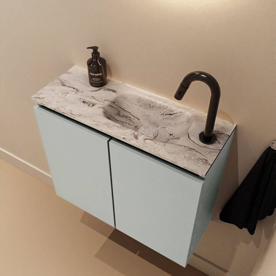 Mondiaz Toiletmeubel Ture Dlux | 60 cm | Meubelkleur Greey | Eden wastafel Glace Rechts | 1 kraangat