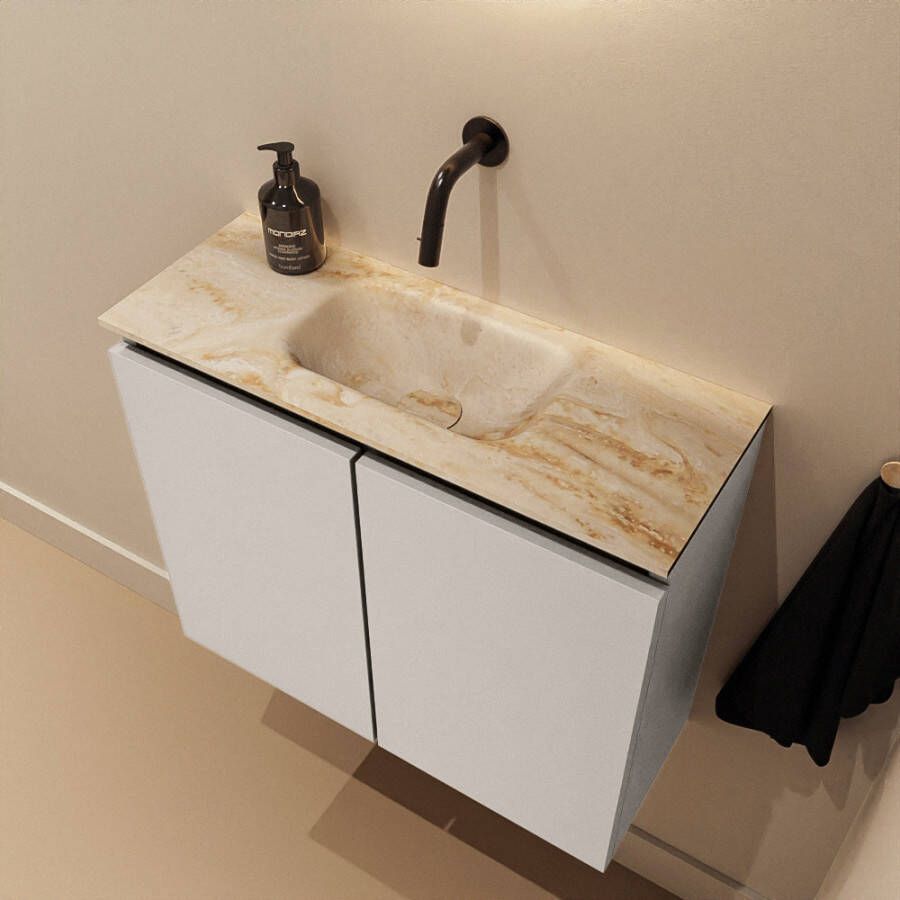 Mondiaz Toiletmeubel Ture Dlux | 60 cm | Meubelkleur Linen | Eden wastafel Frappe Midden | Zonder kraangat