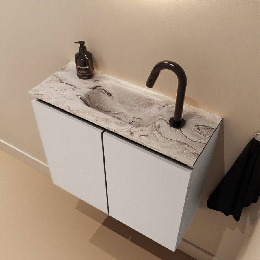 Mondiaz Toiletmeubel Ture Dlux | 60 cm | Meubelkleur Linen | Eden wastafel Glace Midden | 1 kraangat