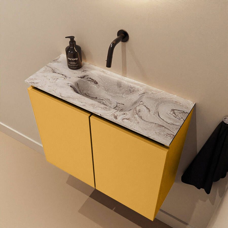 Mondiaz Toiletmeubel Ture Dlux | 60 cm | Meubelkleur Ocher | Eden wastafel Glace Midden | Zonder kraangat