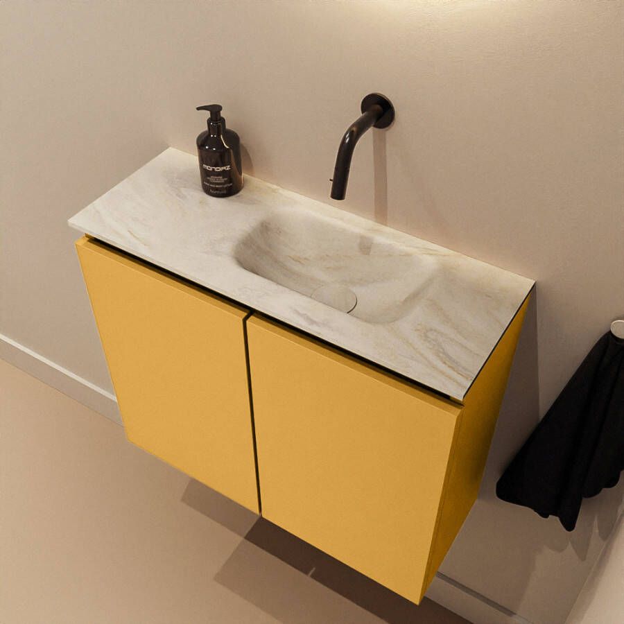 Mondiaz Toiletmeubel Ture Dlux | 60 cm | Meubelkleur Ocher | Eden wastafel Ostra Rechts | Zonder kraangat - Foto 4
