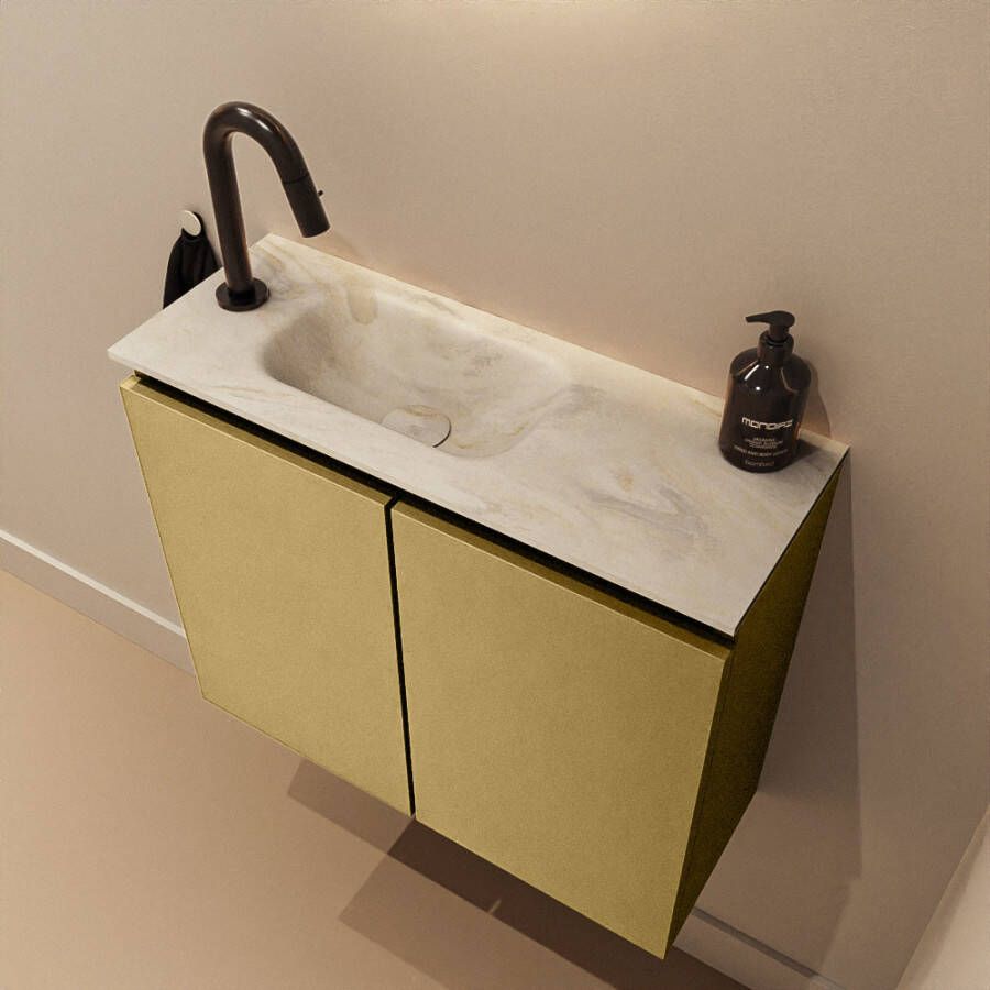 Mondiaz Toiletmeubel Ture Dlux | 60 cm | Meubelkleur Oro | Eden wastafel Ostra Links | 1 kraangat
