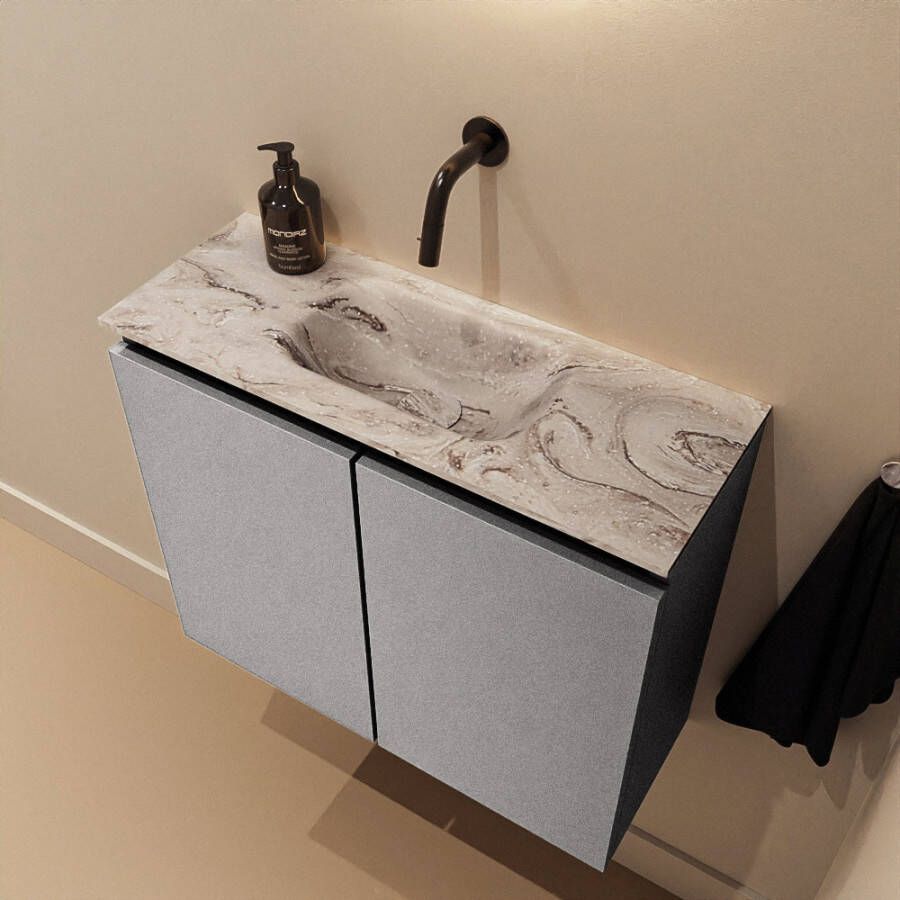 Mondiaz Toiletmeubel Ture Dlux | 60 cm | Meubelkleur Plata | Eden wastafel Glace Midden | Zonder kraangat