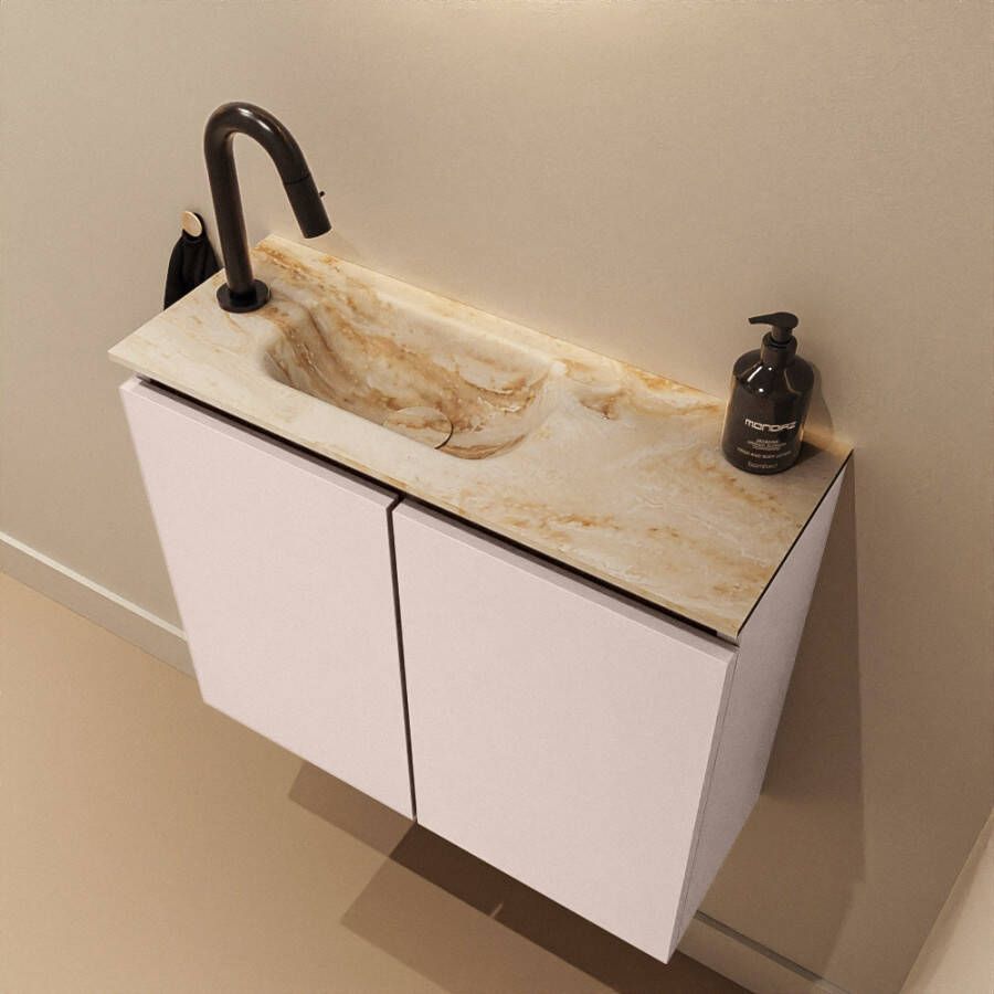 Mondiaz Toiletmeubel Ture Dlux | 60 cm | Meubelkleur Rosee | Eden wastafel Frappe Links | 1 kraangat