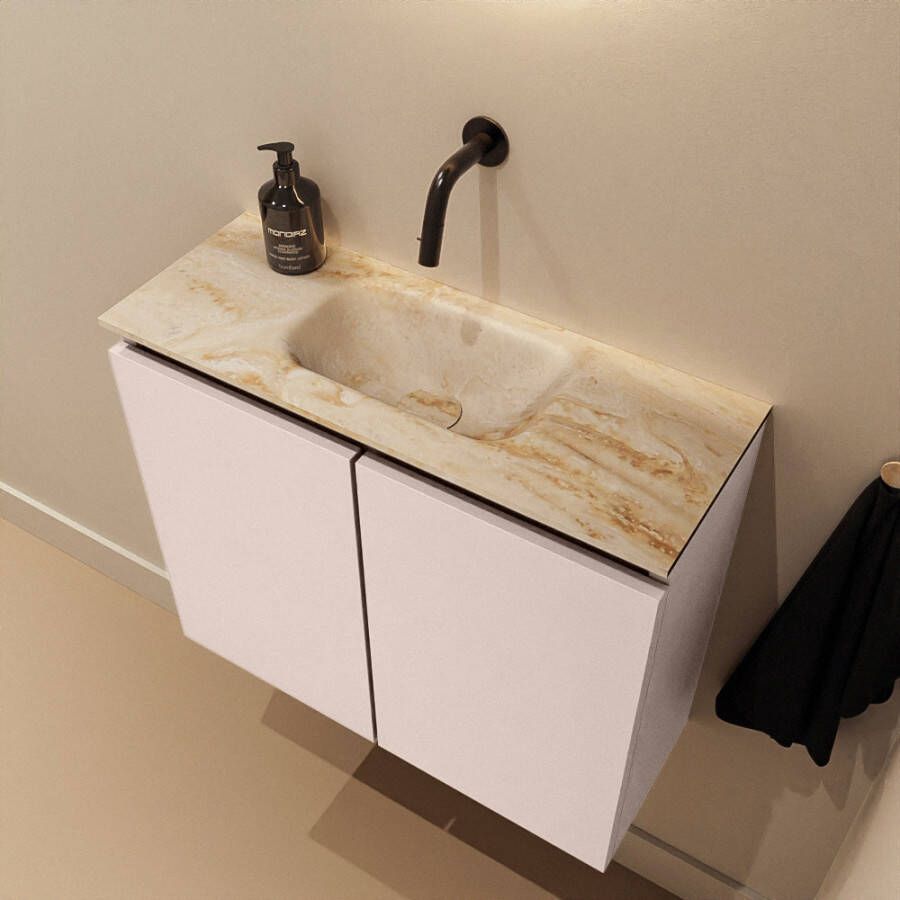 Mondiaz Toiletmeubel Ture Dlux | 60 cm | Meubelkleur Rosee | Eden wastafel Frappe Midden | Zonder kraangat