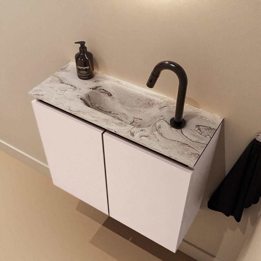 Mondiaz Toiletmeubel Ture Dlux | 60 cm | Meubelkleur Rosee | Eden wastafel Glace Midden | 1 kraangat