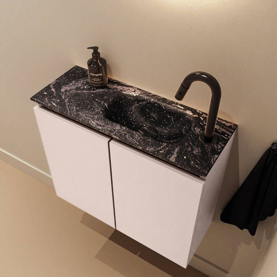 Mondiaz Toiletmeubel Ture Dlux | 60 cm | Meubelkleur Rosee | Eden wastafel Lava Rechts | 1 kraangat