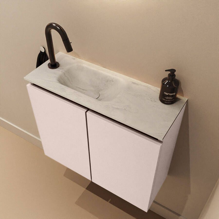Mondiaz Toiletmeubel Ture Dlux | 60 cm | Meubelkleur Rosee | Eden wastafel Opalo Links | 1 kraangat