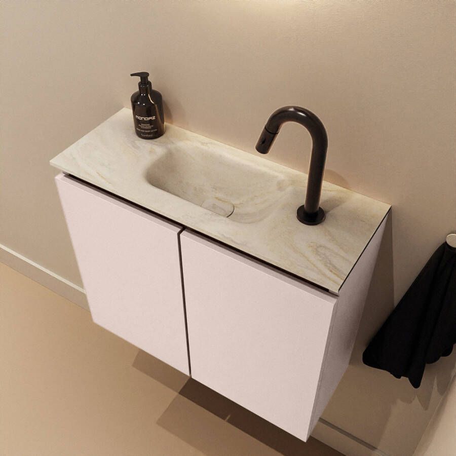 Mondiaz Toiletmeubel Ture Dlux | 60 cm | Meubelkleur Rosee | Eden wastafel Ostra Midden | 1 kraangat