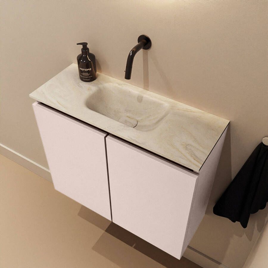 Mondiaz Toiletmeubel Ture Dlux | 60 cm | Meubelkleur Rosee | Eden wastafel Ostra Midden | Zonder kraangat