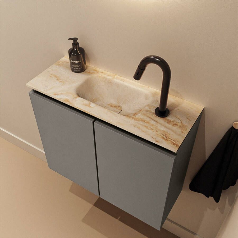 Mondiaz Toiletmeubel Ture Dlux | 60 cm | Meubelkleur Smoke | Eden wastafel Frappe Midden | 1 kraangat