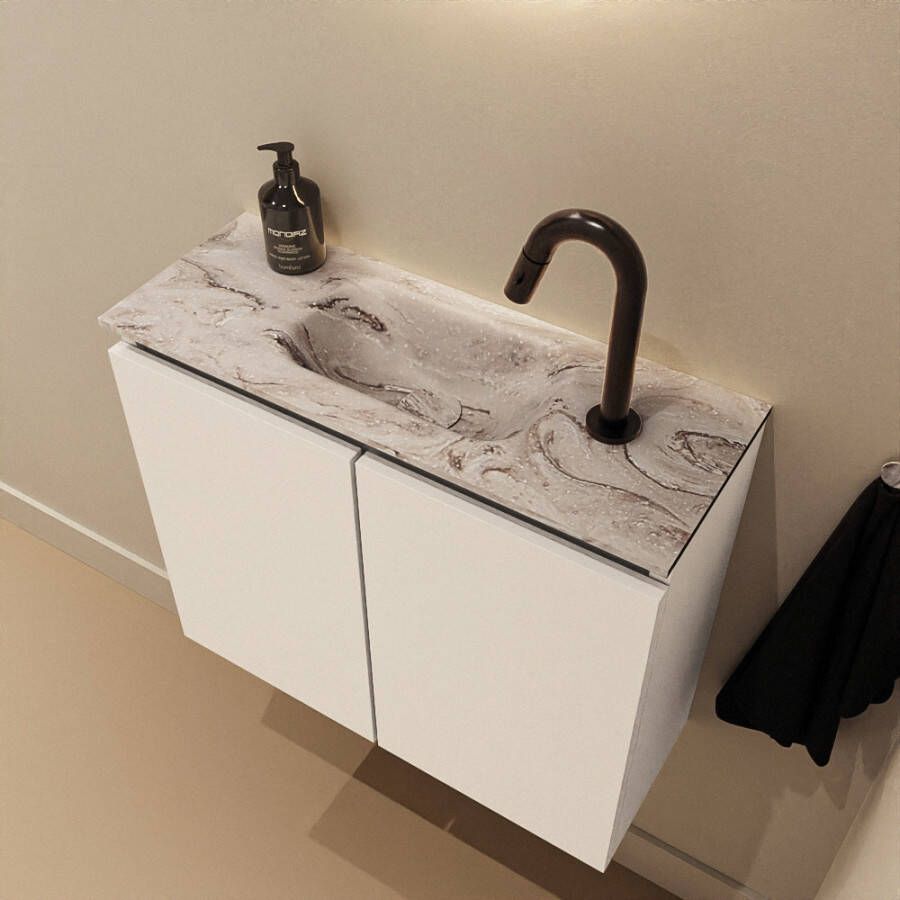 Mondiaz Toiletmeubel Ture Dlux | 60 cm | Meubelkleur Talc | Eden wastafel Glace Midden | 1 kraangat