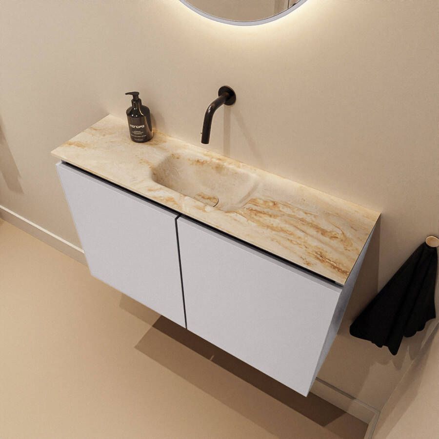 Mondiaz Toiletmeubel Ture Dlux | 80 cm | Meubelkleur Cale | Eden wastafel Frappe Midden | Zonder kraangat