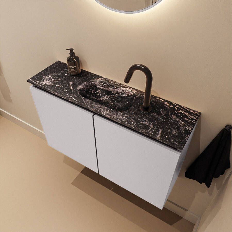 Mondiaz Toiletmeubel Ture Dlux | 80 cm | Meubelkleur Cale | Eden wastafel Lava Midden | 1 kraangat