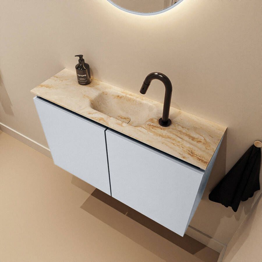Mondiaz Toiletmeubel Ture Dlux | 80 cm | Meubelkleur Clay | Eden wastafel Frappe Midden | 1 kraangat