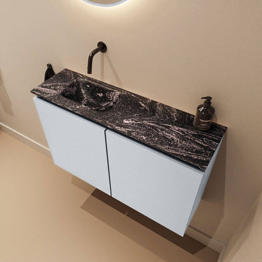 Mondiaz Toiletmeubel Ture Dlux | 80 cm | Meubelkleur Clay | Eden wastafel Lava Links | Zonder kraangat
