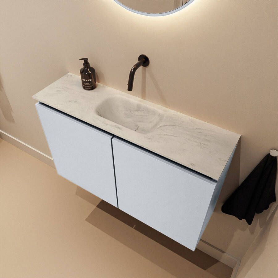 Mondiaz Toiletmeubel Ture Dlux | 80 cm | Meubelkleur Clay | Eden wastafel Opalo Midden | Zonder kraangat